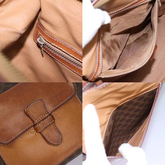 CELINE Macadam Canvas Shoulder Bag PVC Leather Brown Auth 113333 - Picture 13 of 15